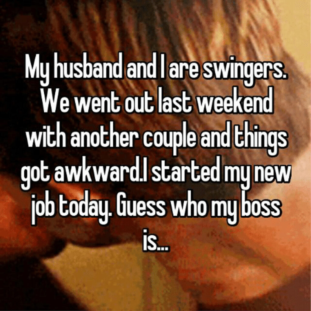 Funny meme about accidentally swinging with your new boss. 